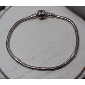 Pandora 925 Moments Barrel Clasp Snake Chain Bracelet 15.3G / 7.75in / 2.9mm